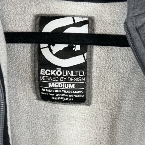 Vintage Ecko Unltd Zip Up Grey Medium Graffiti Skater Y2K Streetwear Jnco Jnyx - Picture 8 of 10